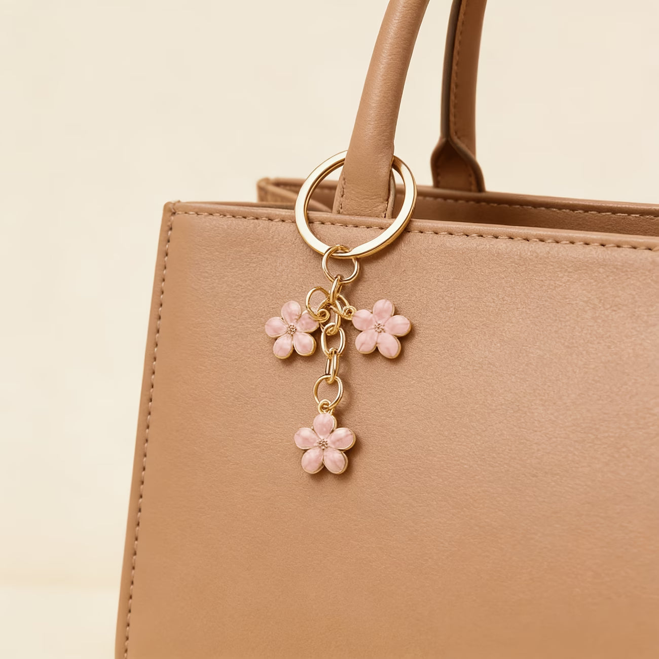 Floral Metal Keychain - Cherry Blossom Bag Pendant Charm
