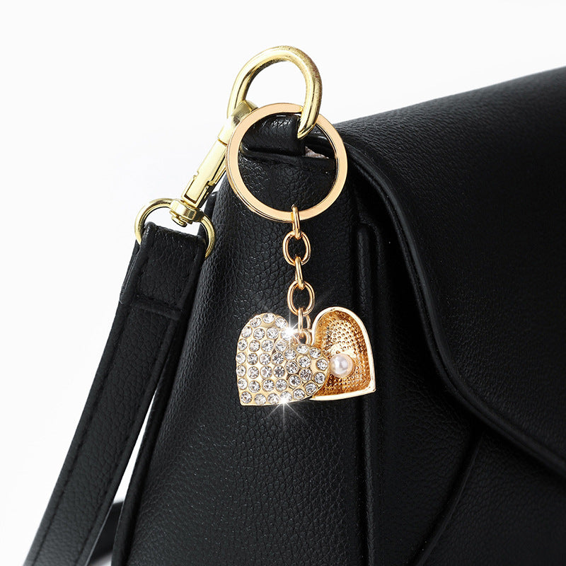 Heart & Pearl Diamond Keychain Gift Set | Luxury Key Ring for Women