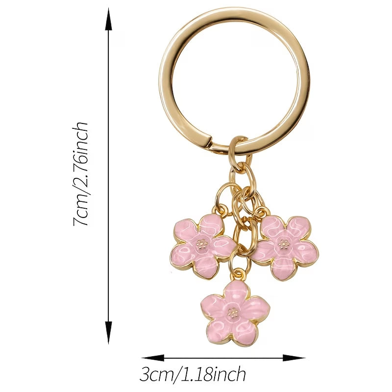 Floral Metal Keychain - Cherry Blossom Bag Pendant Charm
