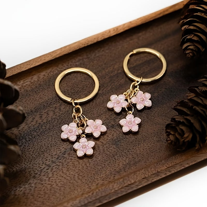 Floral Metal Keychain - Cherry Blossom Bag Pendant Charm