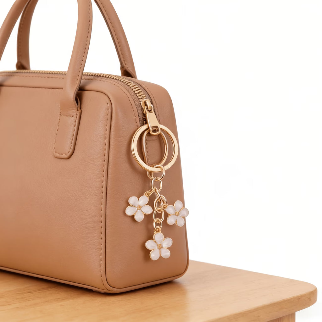 Floral Metal Keychain - Cherry Blossom Bag Pendant Charm