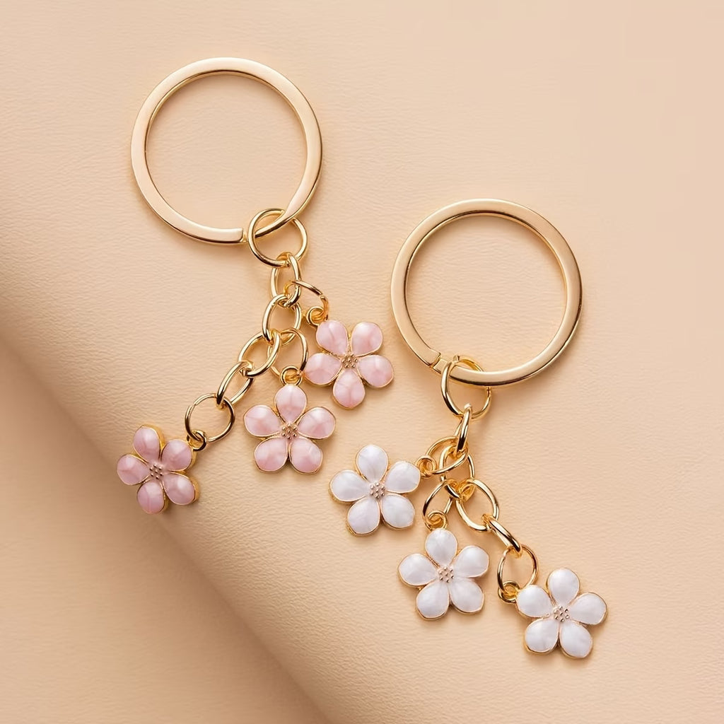 Floral Metal Keychain - Cherry Blossom Bag Pendant Charm