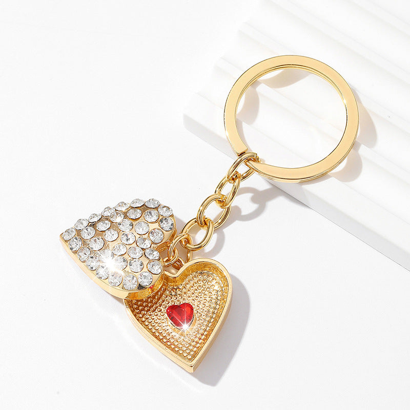 Heart & Pearl Diamond Keychain Gift Set | Luxury Key Ring for Women